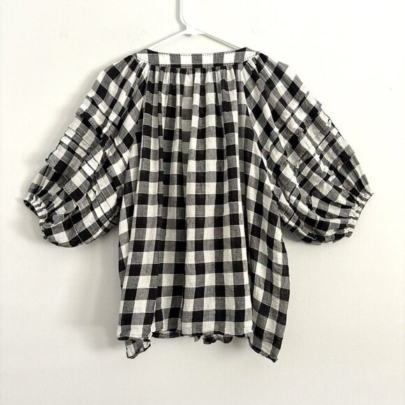 THE GREAT. Black and White Checkered Blouse - Picture 7 of 10